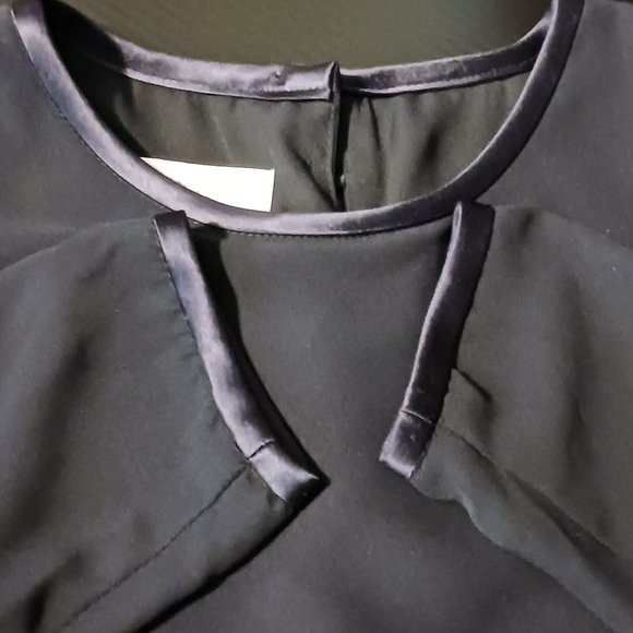 Jones New York Navy Blue Tiered Button‎ Back Sheer Sleeve Shift Dress Size 8 - Picture 11 of 11